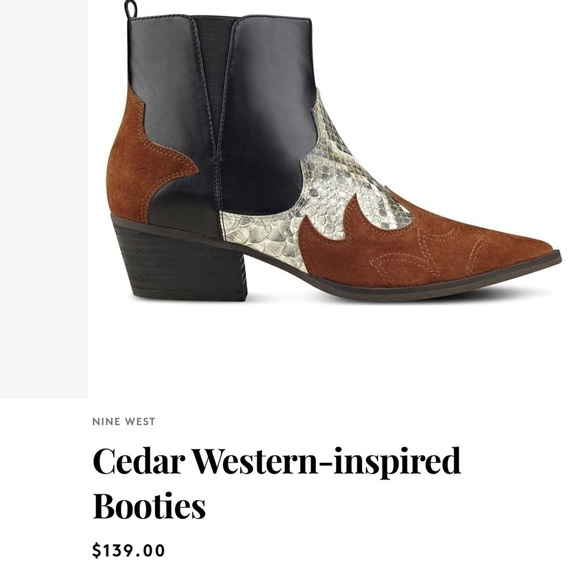 Nine West Cedar Western Leather Booties - Picture 2 of 6